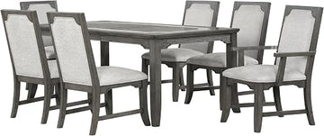 New Classic Furniture Lisbon 7-Piece Wood Rectangle Dining Set in Gray