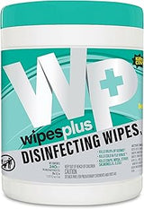 WIPESPLUS Disinfecting Surface Wipes Canister Bleach Free with Lemon Scent for Home and Business, 240 Count