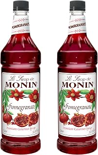Monin Pomegranate Syrup, Tart and Sweet, Great for Cocktails and Teas, Gluten-Free, Non-GMO (1 Liter, 2-Pack)