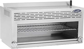 Atosa CookRite ATCM-36 36” Heavy-Duty Cheese Melter Salamander Broiler with Dual Valve Control for Grill Steak Diner | Stainless Steel, 2 Burner 43,500 BTU, Natural Gas (NG) (Includes: Wall Mount Kit)