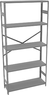 Tennsco ESP-1236 Commercial Shelving Unit, 5 Shelves/4 Openings, 250 lb. Capacity per Shelf, 36" Width x 75" Height x 12" Depth, Medium Grey