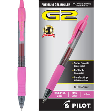 G2 Premium Rolling Ball Gel Pens by PILOT – 12 Count (Pack of 12), Plastic, Pink, Pack of 12, Model G27--ROP