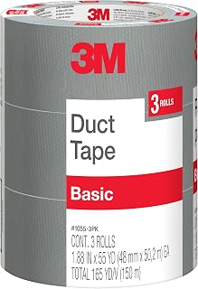 3M Duct Tape, 3 Rolls, 1.88 Inches x 55 Yards, Hand Tear, Bundle, Patch, Protect & Repair, Great Strength For Durability, Adheres To Multiple Surfaces (1055-3PK)