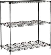 Nexel Black Epoxy, 3 Tier, Wire Shelving Starter Unit, 72"W x 18"D x 34"H