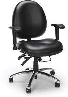 OFM 24/7 Vinyl Office Chair, BIG & TALL 400lb Max Weight, Adjustable Back & Seat Height, With Wheels, Black