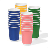 GO 12oz Double Wall - Mix Color Paper Cup Set - Premium Quality Food Safe - For Hot & Cold Drinks - Disposable & Recyclable - Perfect for Parties by TOSSWARE – 12oz