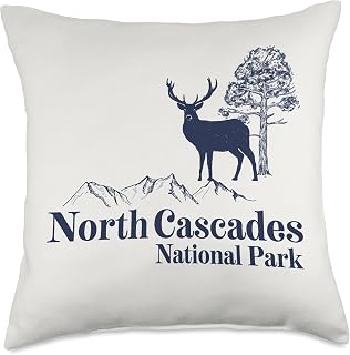 North Cascades - National Park Vintage 70s 80s Retro Throw Pillow
