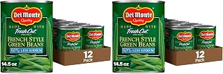 Del Monte Canned Fresh Cut French Style Green Beans with 50% Less Sodium,14.5 Ounce,(Pack of 24)