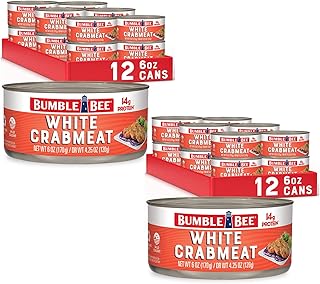Bumble Bee White Crabmeat, 6 oz - Ready to Eat - 14g Protein per Serving - Gluten Free - Great Snack or Use in Seafood Recipes, 12 Count (Pack of 2)