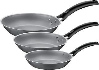 Tramontina Trim, Fry Pan, 6.3 inches (16 cm), 7.9 inches (20 cm) & 9.4 inches (24 cm), Set of 3, Aluminum, Non-Stick (Fluorine Coated), Lightweight, Non-Stick, Dishwasher Safe, Gas Fire, Respect for