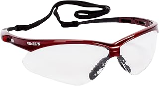 KLEENGUARD V30 Nemesis Safety Glasses (47378), Clear Anti-Fog Lens with Red / Inferno Frame, 12 Pairs / Case