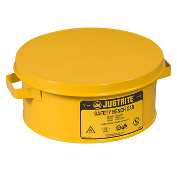 Bench Can by Justrite – 1 gallons, Alloy Steel, Yellow, Model 039-10385