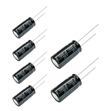 Replacement for 6 pcs FR Series Capacitor 25V 1000uf Ultra Low ESR by Panasonic – Polyester, Pack of 6, Model Panasonic FR Series