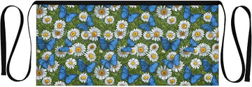 Kitchen Apron Butterfly Daisy | Unisex Server Apron with 3 Pockets, Adjustable for Waiters, Gardeners, Kitchen, BBQ, Painting and Restaurant Work