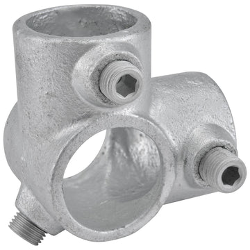 1-1/4" Size 90 Degree Two Socket Tee Pipe Fitting (1.72" Fitting I.D.) by Global Industrial – 3.5"L x 3.5"W x 1.25"H, Galvanized Iron, Gray, Model 798733
