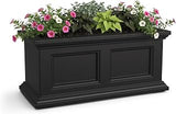 Mayne Fairview 24in Self-Watering Rectangular Window Box Planter, Black | Self-watering, All season, Fade resistant, Mounting brackets included, Built-in overflow, 15-year warranty