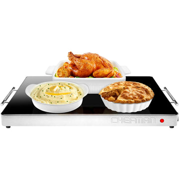 Chefman Electric Warming Tray, Adjustable Temperature, Glass Top 21 x 16 Inch, Black