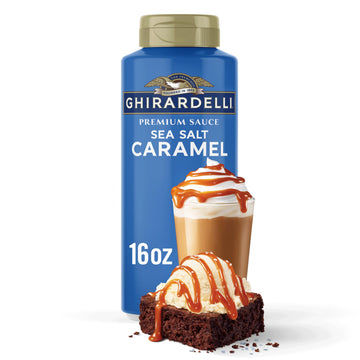 Chocolate GHIRARDELLI Premium Sea Salt Caramel Sauce – 16 Fl Oz (Pack of 6), Sea Salt Caramel, Pack of 6