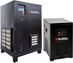 Global Industrial Tankless Rotary Screw Compressor w/Dryer, 10 HP, 1 Phase, 230V