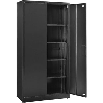 EZ Assemble Steel Storage Cabinet with Locking Flush by Global Industrial – 36"W x 18"D x 72"H, Alloy Steel, Black, Model 361872BK