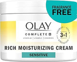 Olay Face Moisturizer, Complete+ Rich Moisturizing Cream - Fragrance-Free, Gentle for Dry & Sensitive Skin, 3-in-1 Hydrating to Strengthen, Nourish, Renew - Niacinamide, Vitamin E, & Ceramides, 8.5 oz