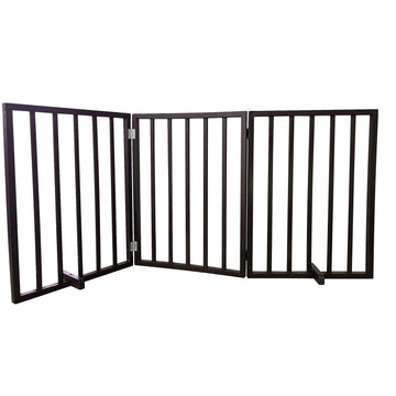 AmeriHome 54 inch Freestanding 3-Panel Folding Wood Pet Gate - Brown by Buffalo Tools – Metal, Black, Model WFPGB3