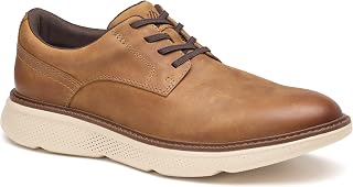 Johnston & Murphy Men's Colson Stretch Plain Toe, Tan Oiled Full Grain Leather, 10 M