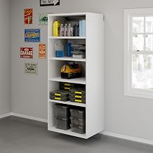 Sauder GarageCore 83" hx23 d Shelves, White Finish
