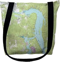 Betsydrake TY740M 16 x 16 in. Pickwick Lake, TN Nautical Map Medium Tote Bag Black