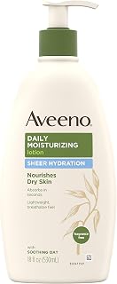 Aveeno Sheer Hydration Daily Moisturizing Lotion for Dry Skin with Soothing Oat, Lightweight, Fast-Absorbing & Fragrance-Free Intense Body Moisturizer, 18 fl. oz