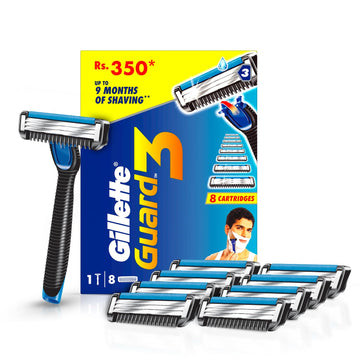 Guard 3 Single Razor with 8 Blades Pack by Gillette – Grey1.7, Pack of 5, Model 82325856