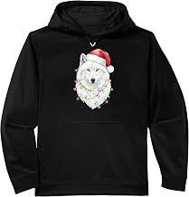White Wolf Christmas Lights Festive Xmas Arctic Animal Performance Hoodie
