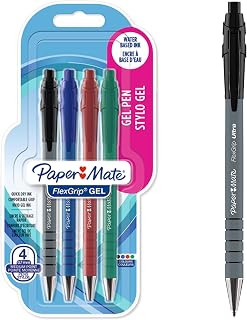 Paper Mate FlexGrip Gel Pens | Medium Point (0.7 mm) | Handwriting Pens & Stationery Supplies | Black, Blue, Red & Green Ink Pen Set | 4 Count