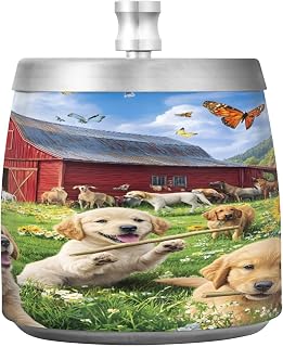Golden Retriever Puppies Splash Ashtray with Lid, Outdoor Ashtrays for Patio