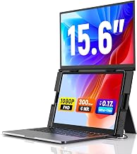Laptop Screen Extender 15.6" for 13-17.3'' Laptops, Portable Dual Monitor for Laptop, Ultra-Slim Clamp-On Vertical Dual IPS 1080P Screen Monitor Extender, USB-C HDMI for Office Travel
