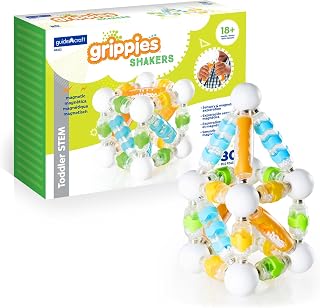 Guidecraft Grippies Shakers - 30 Piece Magnetic Building Set, Sensory Exploration STEM Learning & Educational Toys for Toddlers