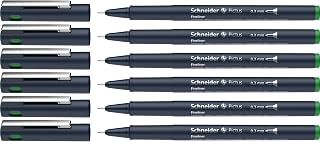 Schneider Pictus Fineliner (Line Width 0.3 mm, Indelible, Metal-Encased Tip, 85% Recycled Plastic Casing) Pack of 6, Green