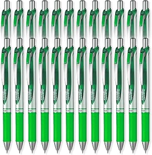 Pentel EnerGel XM BL77 - Retractable Liquid Gel Ink Pen - 0.7mm - 54% Recycled - Lime Green - Set of 24