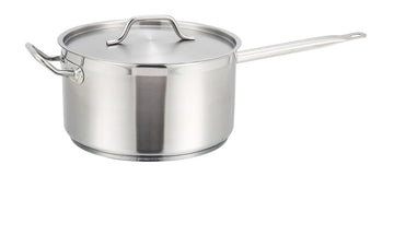 SSSP-10, 10-Quart Stainless Steel Sauce Pan With Cover Helper Handle, Classic SaucePot with Lid by Winco – 22.75 x 11.56 x 6.25, 9.46 liters, Stainless Steel, Silver, Pack of 2
