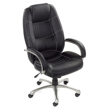 Saddle Stitched High Back Office Chair by Global Industrial – Leather, Black, Model 1609BPUE-BLACK