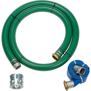 3" Trash Pump Hose Kits w/Aluminum Couplings and Fittings by Apache – 6"L x 37"W x 44"H, Polyvinyl Chloride (PVC), Green, Model 98128662