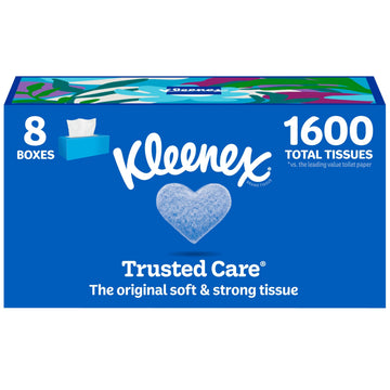 Trusted Care Facial Tissues by Kleenex – 200 Tissues (Pack of 8), Paper, White, Pack of 8, Model 55975