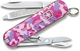 Victorinox Classic SD Alox Swiss Army Knife, Compact, 5 Functions, Swiss Made Pocket Knife with Small Blade, Screwdriver and Key Ring - Flamingo Party (Pink)