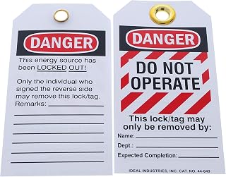 IDEAL INDUSTRIES 44-833 Heavy Duty Lockout Tag, "Do Not Operate" Striped, 5/Card
