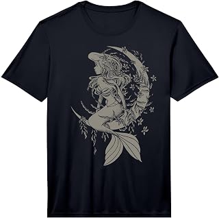Men's Disney The Little Mermaid Ariel Crescent Moon Sketch Performance T-Shirt