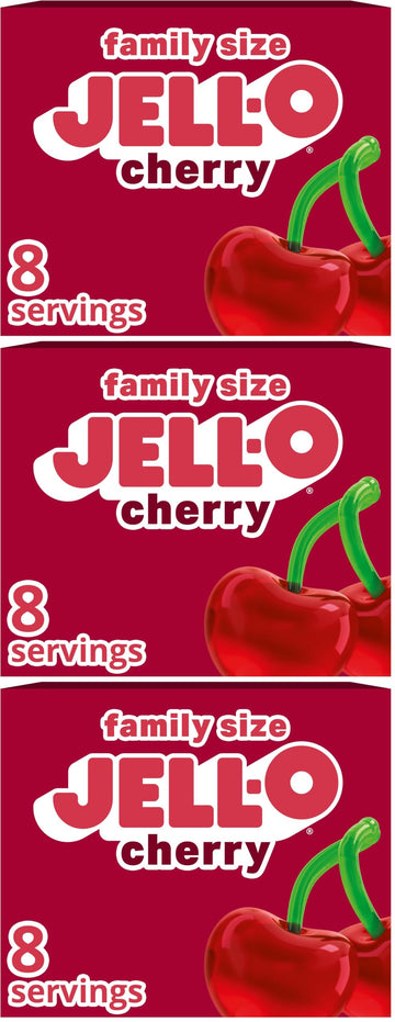 Cherry Gelatin Dessert Mix by Jell-O – 6 Ounce (Pack of 3), Red, Pack of 3, Model 4300020053