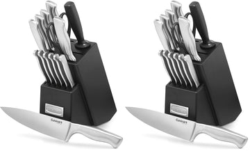 15-Piece Stainless Steel Hollow Handle Block Set by Cuisinart – 15-Piece (Pack of 2), Stainless Steel, Hollow Handle, Pack of 2, Model C77SS-15PK