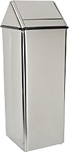 Witt Industries 1411HTSS Stainless Steel 21-Gallon Waste Watcher Hamper and Swing Top Receptacle, Square, 15" Width x 15" Depth x 38" Height, Silver