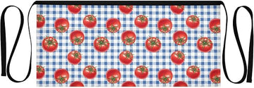 Kitchen Apron Tomato Checkered | Unisex Server Apron with 3 Pockets, Adjustable for Waiters, Gardeners, Kitchen, BBQ, Painting and Restaurant Work