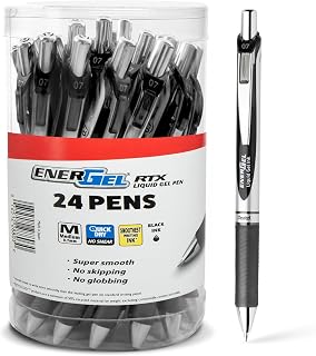 Pentel Energel RTX Retractable Liquid Gel Pen, 0.7mm, Metal Tip, Pack of 24